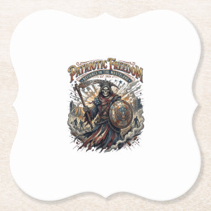 Patriotic Apocalyptic Liberty Reaper Zombie Apocal Paper Coaster