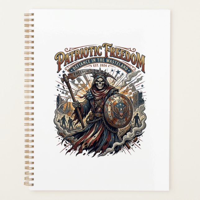Patriotic Apocalyptic Liberty Reaper Zombie Apocal Planner (Front)