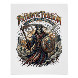 Patriotic Apocalyptic Liberty Reaper Zombie Apocal Poster