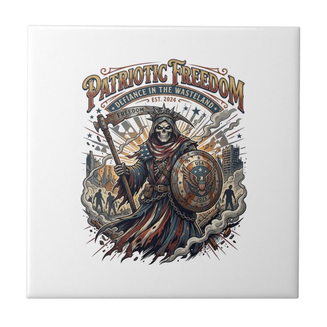 Patriotic Apocalyptic Liberty Reaper Zombie Apocal Tile (Front)