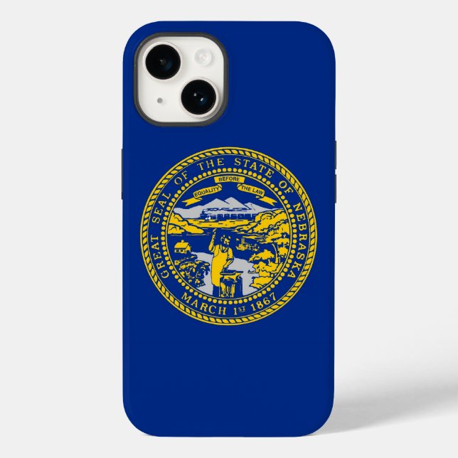 Patriotic Apple iPhone 14 Case-Mate, Nebraska Flag Case-Mate iPhone Case (Back)