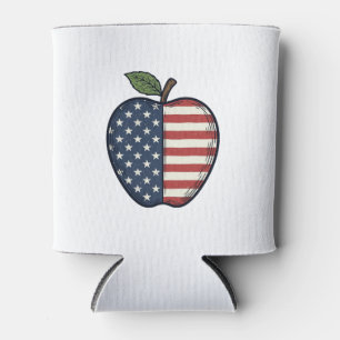 Patriotic Apple Vintage Engraving Vector Design_1 Can Cooler