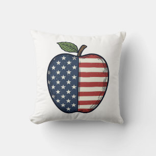 Patriotic Apple Vintage Engraving Vector Design_1 Cushion