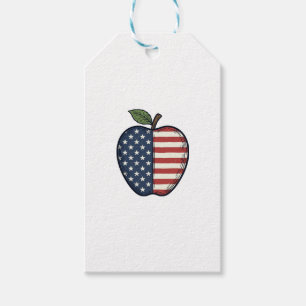 Patriotic Apple Vintage Engraving Vector Design_1 Gift Tags