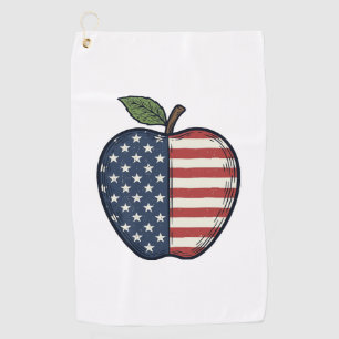 Patriotic Apple Vintage Engraving Vector Design_1 Golf Towel