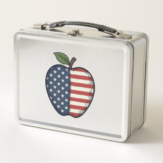 Patriotic Apple Vintage Engraving Vector Design_1 Metal Lunch Box