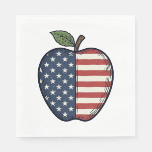 Patriotic Apple Vintage Engraving Vector Design_1 Napkin