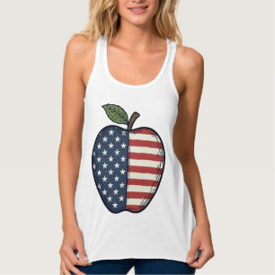 Patriotic Apple Vintage Engraving Vector Design_1 Singlet
