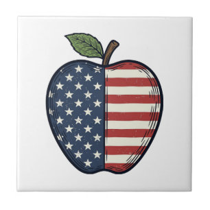 Patriotic Apple Vintage Engraving Vector Design_1 Tile
