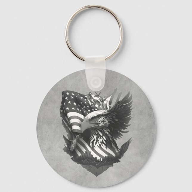 Patriotic Appreciation Thank You Military Veterans Key Ring (Front)