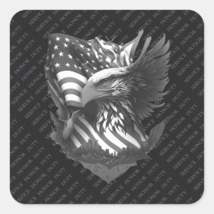 Patriotic Appreciation Thank You Military Veterans Square Sticker