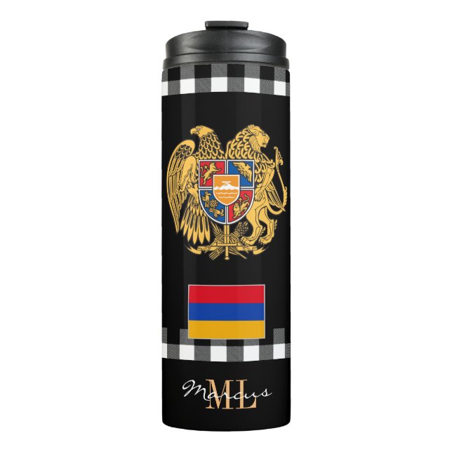 Patriotic Armenia travel Mug, Armenian Flag Thermal Tumbler (Front)