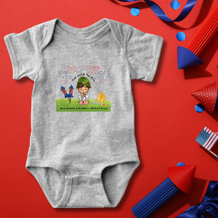 Patriotic Army Boy Too Cute to Sin Baby Bodysuit