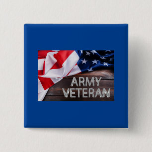 Patriotic “Army Veteran” 15 Cm Square Badge
