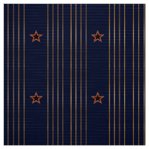 Patriotic Art Deco - Gold Stripes Red Star on Navy Fabric