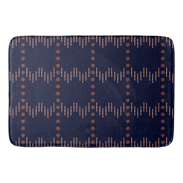 Patriotic Art Deco - Red Ivory on Navy Blue v4 Bath Mat (Front)