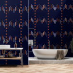 Patriotic Art Deco - Red Ivory on Navy Blue v4 Wallpaper<br><div class="desc">Original design on this fab Peel 'n Stick Wallpaper was inspired in part by a 1940's era Art Deco Necktie! With a subtle patriotic feel that's perfectly set off against a deep rich navy blue background, I've combined gold-rimmed red stars w/ clusters of 5 narrow ivory strips overlaid w/ red...</div>