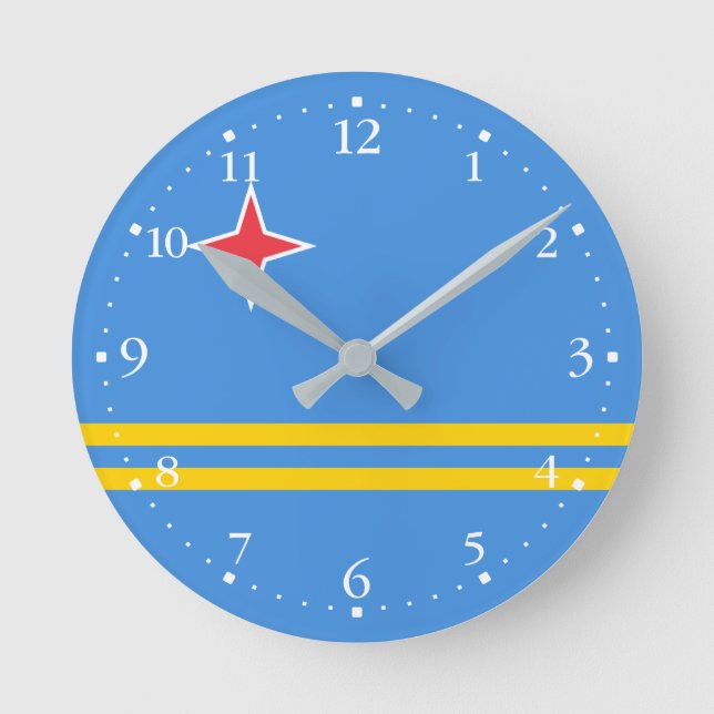 Patriotic Aruba Flag Round Clock (Front)