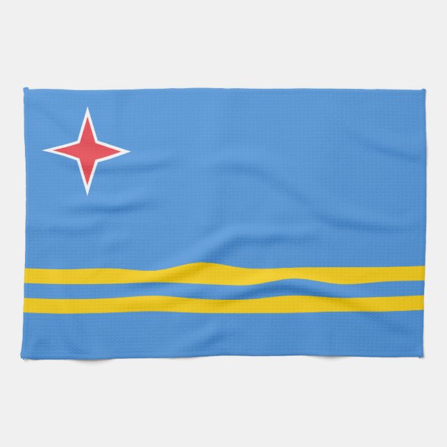 Patriotic Aruba Flag Tea Towel (Horizontal)