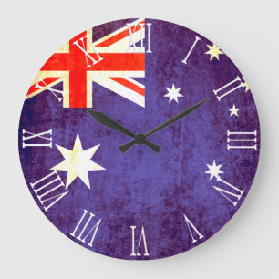 Patriotic Australian flag roman numeral wall clock