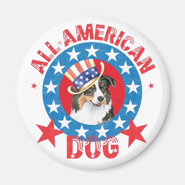 Patriotic Australian Shepherd Magnet (Front)