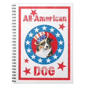 Patriotic Australian Shepherd Spiral Notebook