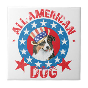 Patriotic Australian Shepherd Tile