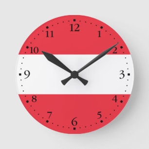 Patriotic Austrian Flag Round Clock