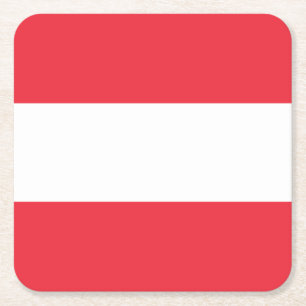 Patriotic Austrian Flag Square Paper Coaster