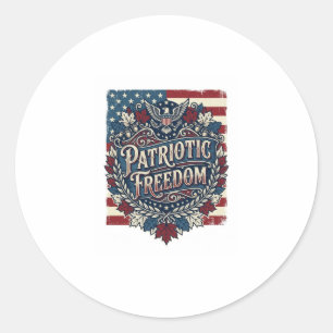 Patriotic Autumn Leaves Vector Graphic Tee Classic Round Sticker