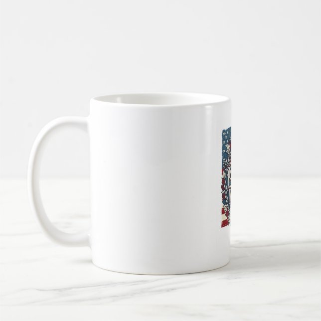 Patriotic Autumn Leaves Vector Graphic Tee Coffee Mug (Left)