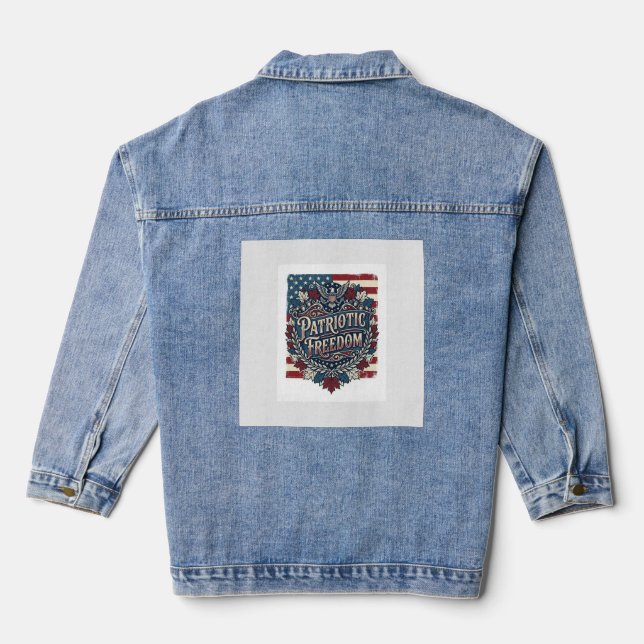 Patriotic Autumn Leaves Vector Graphic Tee Denim Jacket (Back)