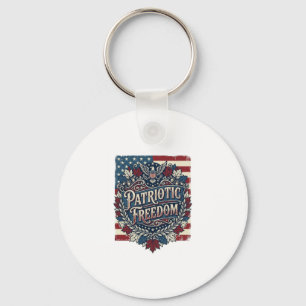 Patriotic Autumn Leaves Vector Graphic Tee Key Ring
