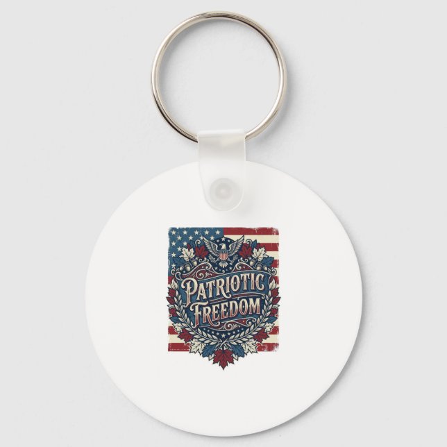 Patriotic Autumn Leaves Vector Graphic Tee Key Ring (Front)