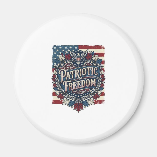 Patriotic Autumn Leaves Vector Graphic Tee Magnet (Front)