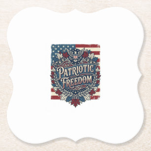 Patriotic Autumn Leaves Vector Graphic Tee Paper Coaster