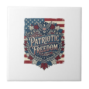 Patriotic Autumn Leaves Vector Graphic Tee Tile