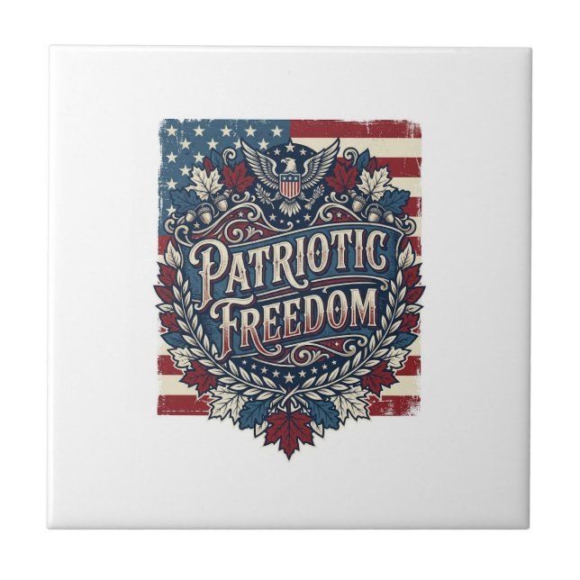 Patriotic Autumn Leaves Vector Graphic Tee Tile (Front)