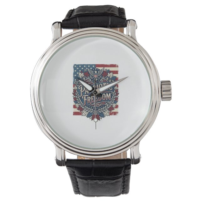 Patriotic Autumn Leaves Vector Graphic Tee Watch (Front)