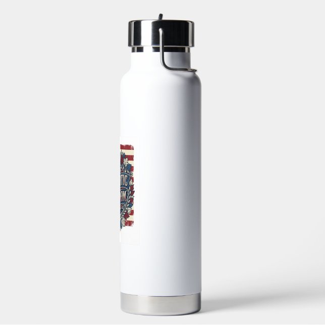 Patriotic Autumn Leaves Vector Graphic Tee Water Bottle (Left)