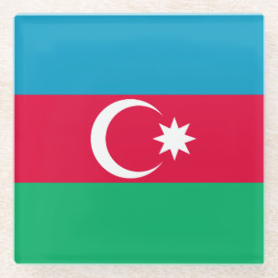 Patriotic Azerbaijan Flag Glass Coaster