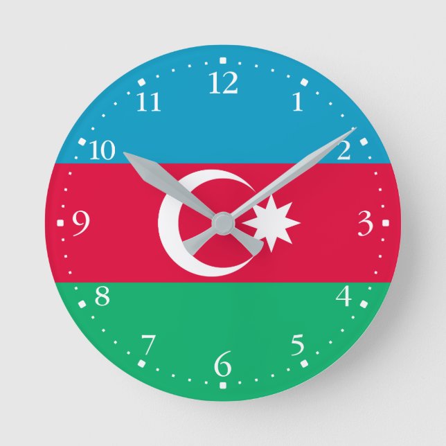 Patriotic Azerbaijan Flag Round Clock (Front)