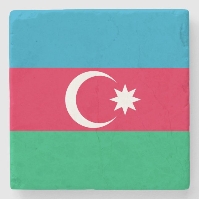 Patriotic Azerbaijan Flag Stone Coaster (Front)