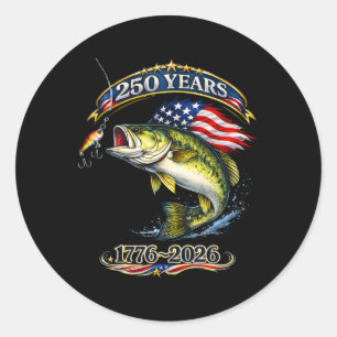 Patriotic B Fish And Flag 250 Years Fishing Classic Round Sticker