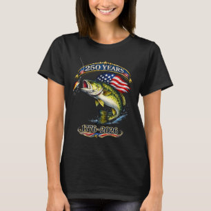 Patriotic B Fish And Flag 250 Years Fishing T-Shirt
