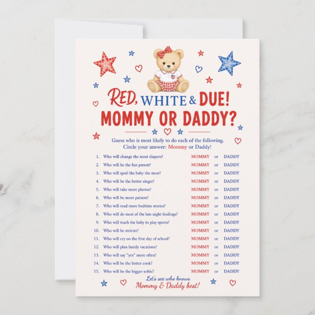 Patriotic Baby ABC Game Card (Front)