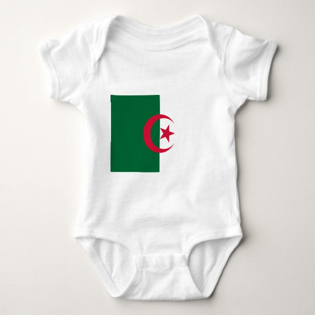 Patriotic baby bodysuit with flag Algeria (Front)