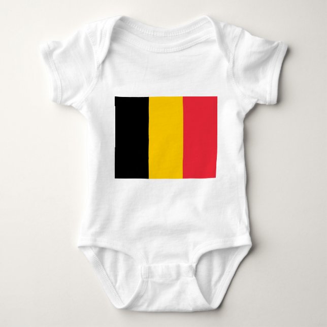 Patriotic baby bodysuit with flag Belgium (Front)