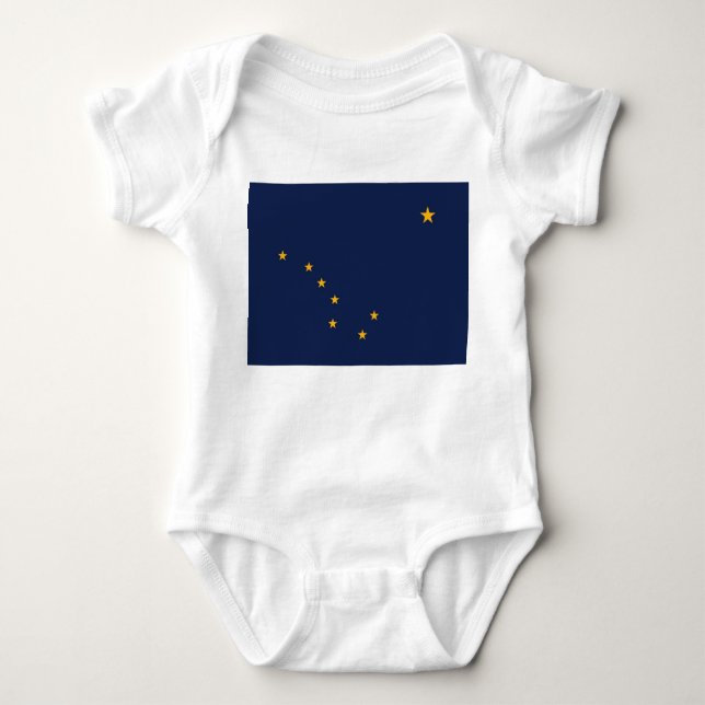 Patriotic baby bodysuit with flag of Alaska, USA (Front)
