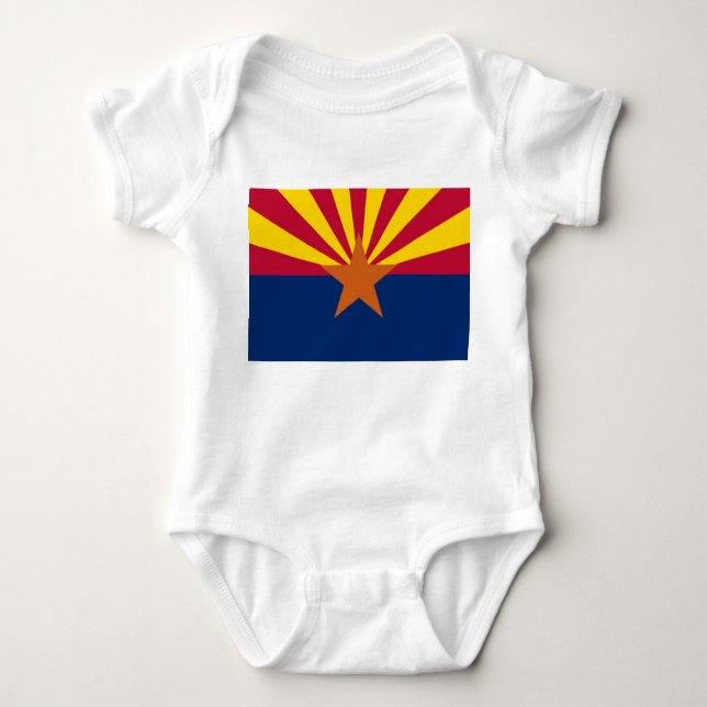 Patriotic baby bodysuit with flag of Arizona, USA (Front)
